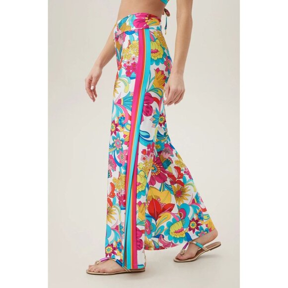 Trina Turk Swim Cover-up Floral Pant Wide Leg Size Medium New With Tag - Picture 2 of 4